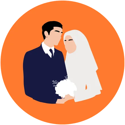 Ilustración de una pareja el día de su boda